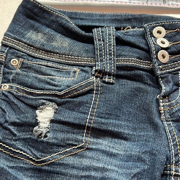 Rue 21 Bermuda Jean Shorts Size 5 / 6 Stretch Pockets - Picture 3 of 16